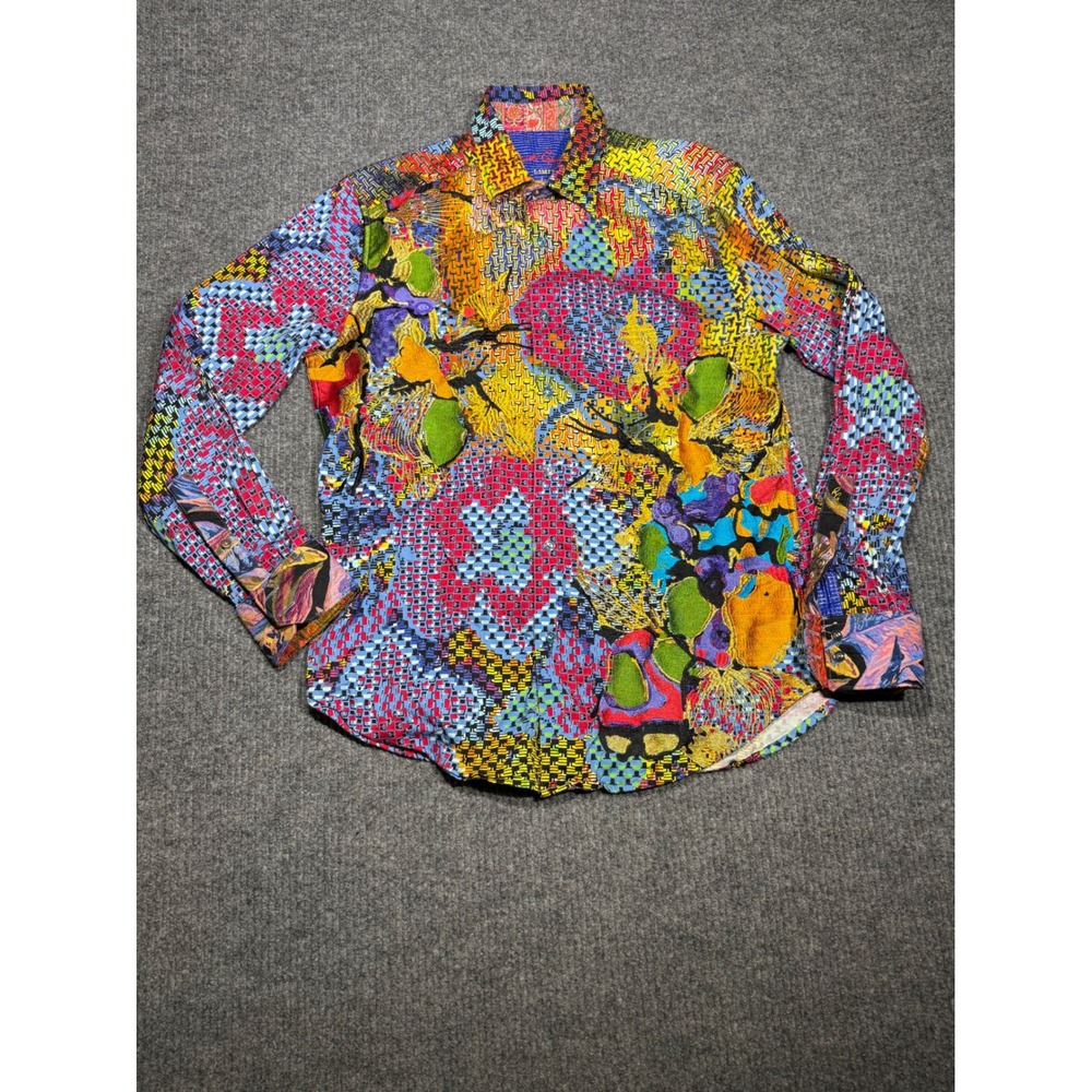 Robert Graham Limited Edition Mens M Multicolor Abstract Embroidered Shirt